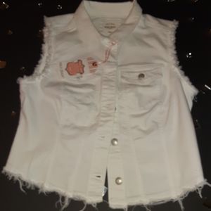 WaX Jean's distressed white jean vest